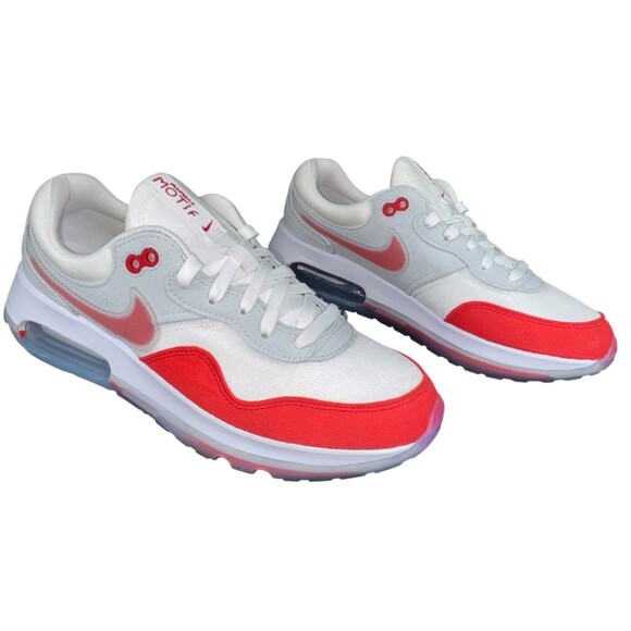 Nike Air Max Motif Next Nature GS Youth Size 6.5Y White Gray Red FJ4671 100 New - Picture 1 of 8